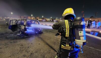 إخماد حريق في مركبة بالخبر دون إصابات