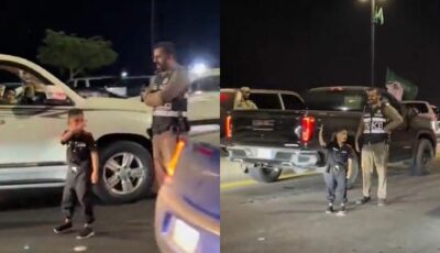 طفل ينظم حركة السير مع والده بشجاعة وفخر .. فيديو