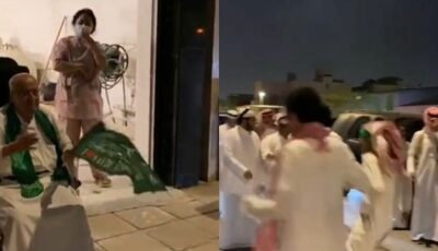 مشهد رائع لمسن أراد الاحتفال باليوم الوطني فاجتمع الشبان أمام منزله وشاركوه الاحتفال .. فيديو