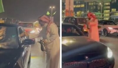 ‏شاب يوزع القهوة على المحتفلين باليوم الوطني.. فيديو