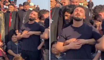 انهيار وبكاء عريس فاجعة الحمدانية في العراق لحظة تشييع الجثامين .. فيديو