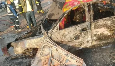 تفحم 3 أشخاص وإصابة رابع داخل سيارة ملاكي بالكيلو 23 في الإسكندرية.. والمحافظ يتابع تداعياته