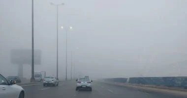 شبورة كثيفة تعطل حركة المرور على طريق الواحات بالجيزة