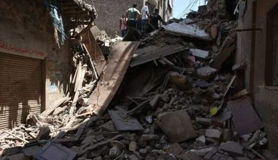 انهيار جزئي لعقار مكون من 3 طوابق بدون خسائر بشرية بالمنيا